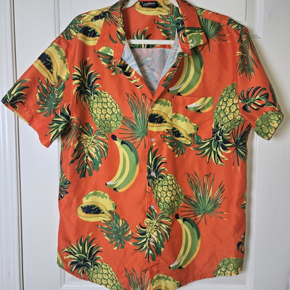 South Pole Tropical Fruit Print Shirt Retro Button Down Casual BOLD SUMMER Lg - Picture 10 of 16